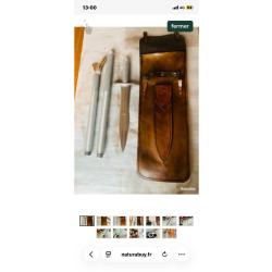 &eacute;pieux de chasse artisanal d&eacute;montable / fourreau cuir