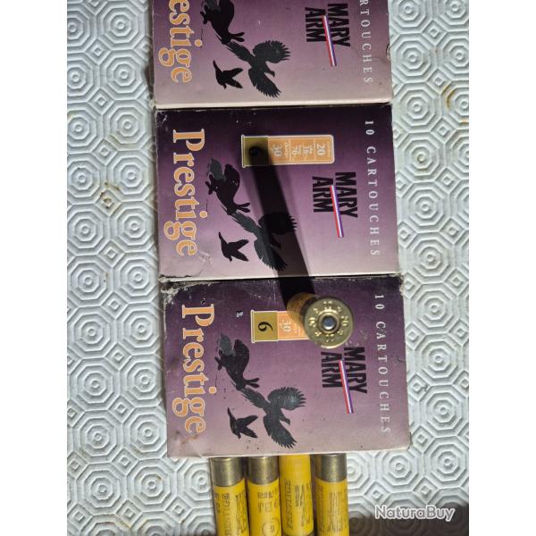 Vend lot de 3 Bts cartouches calibres  20 Mary Arm  n*6