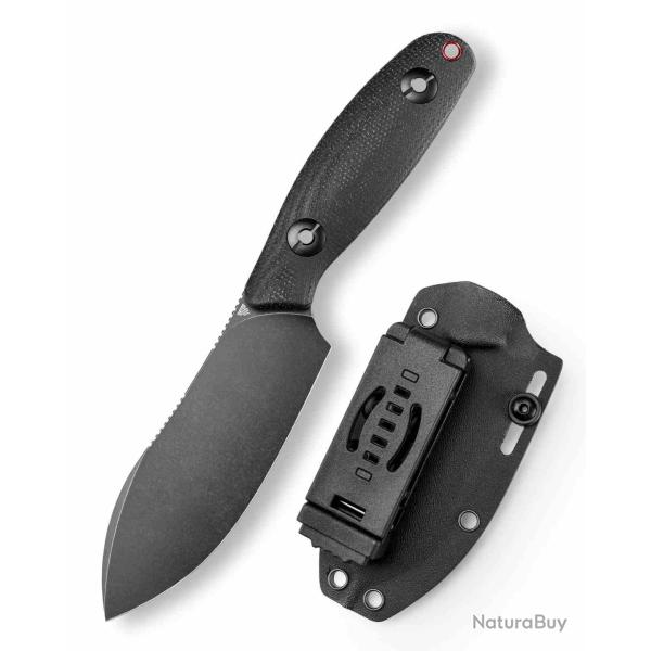 Couteau TRIVISA Aubergine BM Black Lame Acier 14C28N Manche Plaquettes Micarta �tui Kydex TVJM05BM14