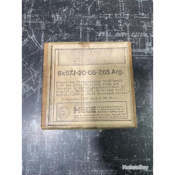 boite 100 munition a blanc 8x57, 30-06, 7.65 Arg