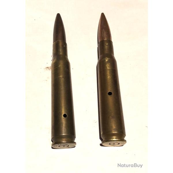 Lot de 2 munitions de 12.7 neutralis�es par per�age, vides, et amorces percut�es