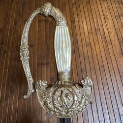 &Eacute;P&Eacute;E D'OFFICIER SUP&Eacute;RIEUR AUX ARMES DE LA FRANCE COQ PLAQUETTES EN NACRE LAME SOLINGEN