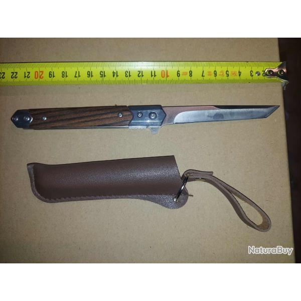 Couteau  Ouverture assiste Type Stiletto manche noir - lgance Tactique et Raffine