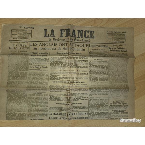 journal la france de bordeaux et du sud ouest jeudi 19 septembre 1918