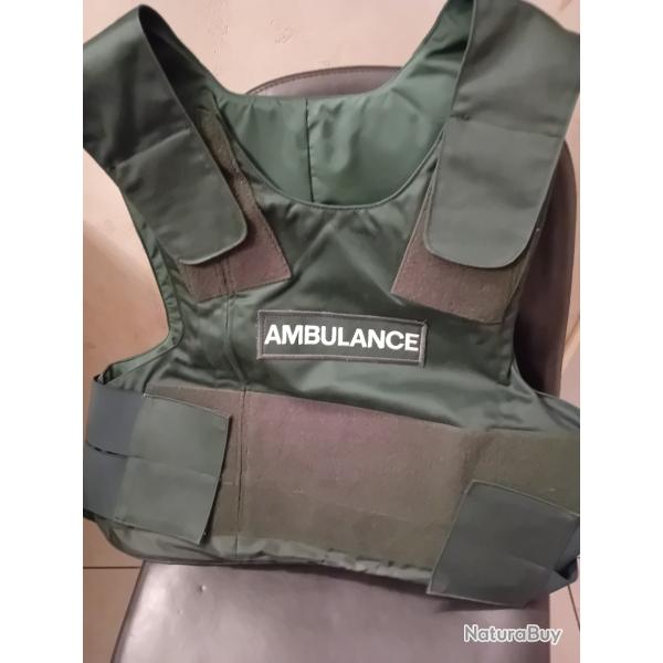 ENCHERE GILET PARE BALLES KAKI SATINE COMPLET TRES DISCRET KEVLAR 3A TAILLE UNIQUE REGLABLE L AU XL