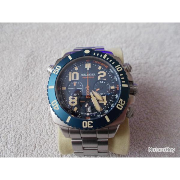 MONTRE DE PLONGEE FEELNEVER ETANCHE 500 METRES/ JAPAN SEIKO VK63 / BADASSE !