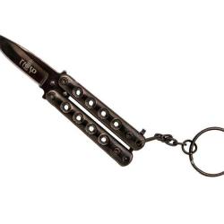 Porte-clés couteau papillon THIRD 5,5cm inox - Noir