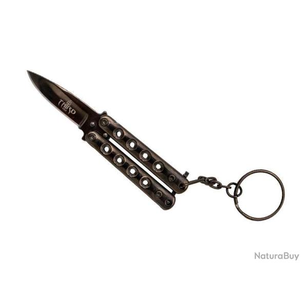 Porte-cls couteau papillon THIRD 5,5cm inox - Noir