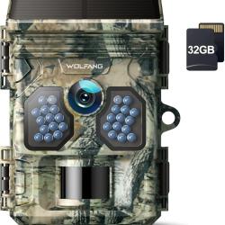 Cam&eacute;ra de Chasse Solaire WT02 4K 48MP - Vision Nocturne IR IP66 Micro SD 32Go Autonomie 8 Mois