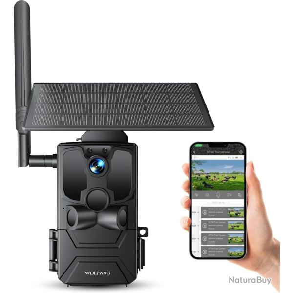 Camra de Chasse 4G Solaire WT04 2.5K Carte SIM Vision Nocturne Audio Bidirectionnel IP66 Batterie