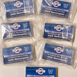 7 boitesde 20 cartouches Partizan de calibre 222 Remington, 55 grains , FMJ BT