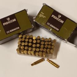 100 douilles - &eacute;tuis - 222 GFL - fiocchi - tir&eacute;es 1x nettoy&eacute;es tumbler humide