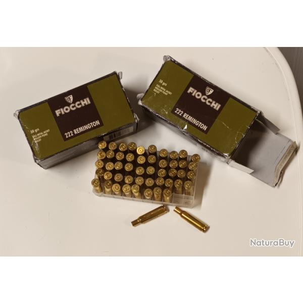 100 douilles - �tuis - 222 GFL - fiocchi - tir�es 1x nettoy�es tumbler humide