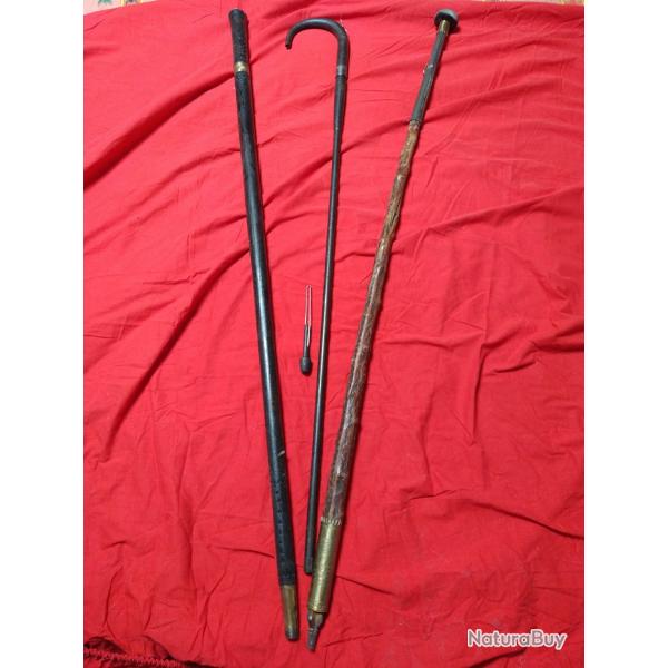 lot de 3 cannes  pes a restaurer