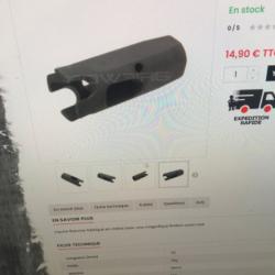 Cache flamme airsoft acier thumper kublai noir 14mm anti horaire