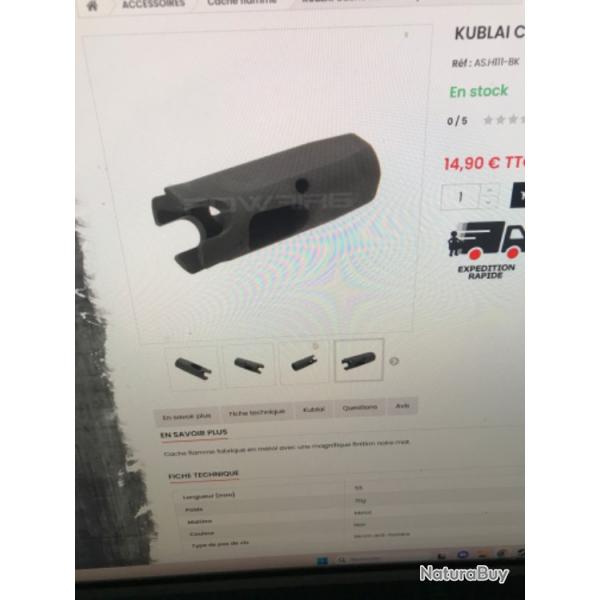 Cache flamme airsoft acier thumper kublai noir 14mm anti horaire