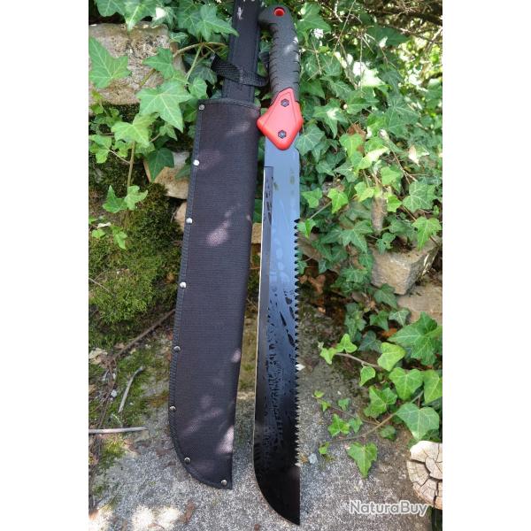 Coupe Coupe Bowie Machette Guide d'Amazonie Lame Acier 3Cr13 Manche ABS Black Red Etui Nylon 01