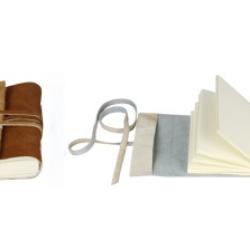 CARNET DE NOTES EN PEAU DE CH&Egrave;VRE MARRON/BLANC