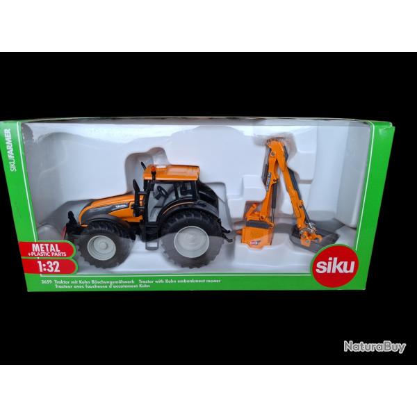 SIKU FARMER 3659 TRACTEUR COMMUNALE VALTRA AVEC EPAREUSE KUHN