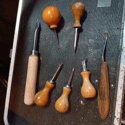 Gravure sculpture  pr&eacute;cision quadrillage travail du bois lot &eacute;choppes de graveur outil a quadriller