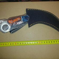 Couteau Karambit Lame Acier Carbone 1055 Manche R&eacute;sine Etui Simili Cuir Fabr Artisanale