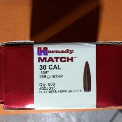 500 Hornady match 168gn HPBT .308
