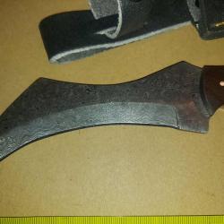 Couteau Karambit Lame Acier Damas 256 Couches Manche 2 Bois Etui Nylon Fabric Artisanale
