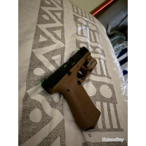 Glock T4E .43avec viseur Tritium acier Glock officiel OlightBaldr S Laser Vert+3 chargeur tous en9j+