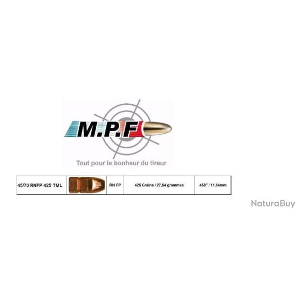 500 Balles MPF Ogives Cuivr�es 45-70 RN FP 420 Gr TMJL � 458" hyper promotion port gratuit pour Noel