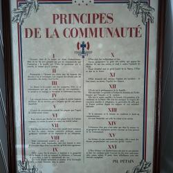 Affiche Principes de la Communaut&eacute; sous l'&eacute;tat de Vichy WW2