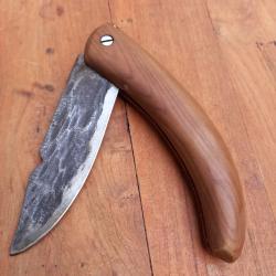 Couteau Artisanal 2 Clous Forg&eacute; Style BERGER CORSE Manche en Bois