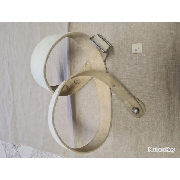 bretelle en buffle blanc pour Mousqueton,  Lebel,  ou autre (2) boucleries chrom�es