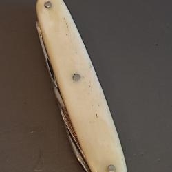 ANCIEN COUTEAU ONGLIER en 3 pi&egrave;ces, BARNERIAS, THIERS, XX&egrave;me, manche os.