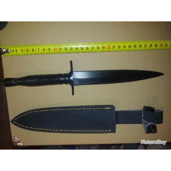 REPLIQUE DAGUE ANGLAISE POIGNARD - FAIRBAIRN 1945 COUTEAU DES Commandos SAS Anglais Etui Nylon