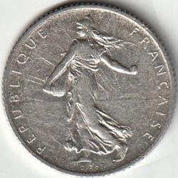 Pi&egrave;ce De Monnaie Argent France 1 franc Semeuse1915