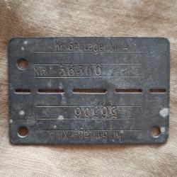 WW2 PLAQUE IDENTIFICATION PRISONNIER FRANCAIS EN ALLEMAGNE