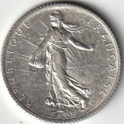 Pi&egrave;ce De Monnaie Argent France 1 franc Semeuse1917