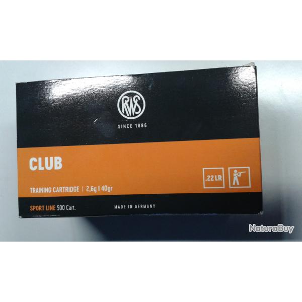 Munitions RWS CLUB 22lr par 500 (Port compris).