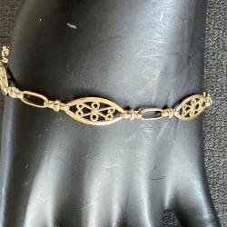 Joli bracelet or jaune 18 carats - maille filigrane - 19,3 cm