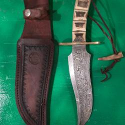 COLT Couteau Bowie - Lame Damas & Manche Os Sculpt&eacute; - &Eacute;dition Limit&eacute;e (USA)