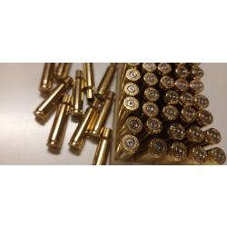 60 douilles - &eacute;tuis - 222 sako - tir&eacute;es 1x  nettoy&eacute;es tumbler humide