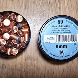 50 cartouches 9 mm Flobert &agrave; balle