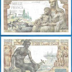 France 1000 Francs 1942 Demeter Grand Billet Franc