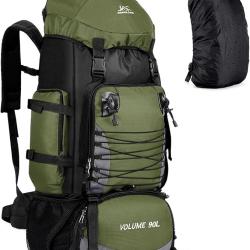Grand Sac à Dos de Voyage pour Camping Randonnée Armée Escalade Alpinisme capacité 90L Armé