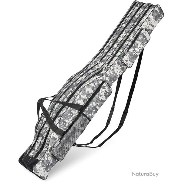 Housse de Transport Canne � P�che Pliante 150cm Grande Capacit� Plusieurs Poches Imperm�able Oxford