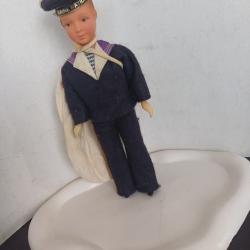 Poup&eacute;e  figurine marine nationale  petit marin- matelot - mousse avec son sac