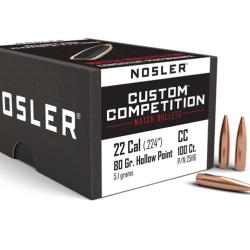 Nosler 100 Ogives 224 80 gr HPBT Custom Competition