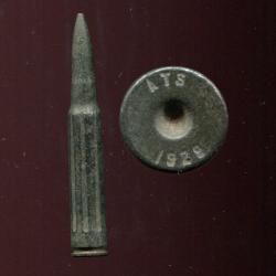 7.5 x 58 Mle 1924 - Tr&egrave;s RARE cartouche inerte de manipulation en acier flut&eacute; noirci