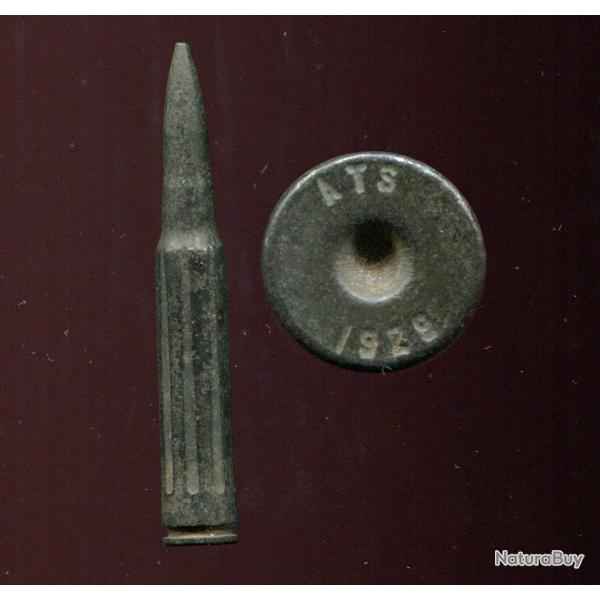 7.5 x 58 Mle 1924 - Tr�s RARE cartouche inerte de manipulation en acier flut� noirci