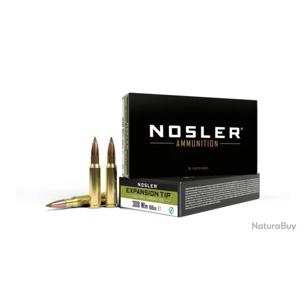 Nosler 20 cartouches ETA-308 Win 168 gr SP E-Tip